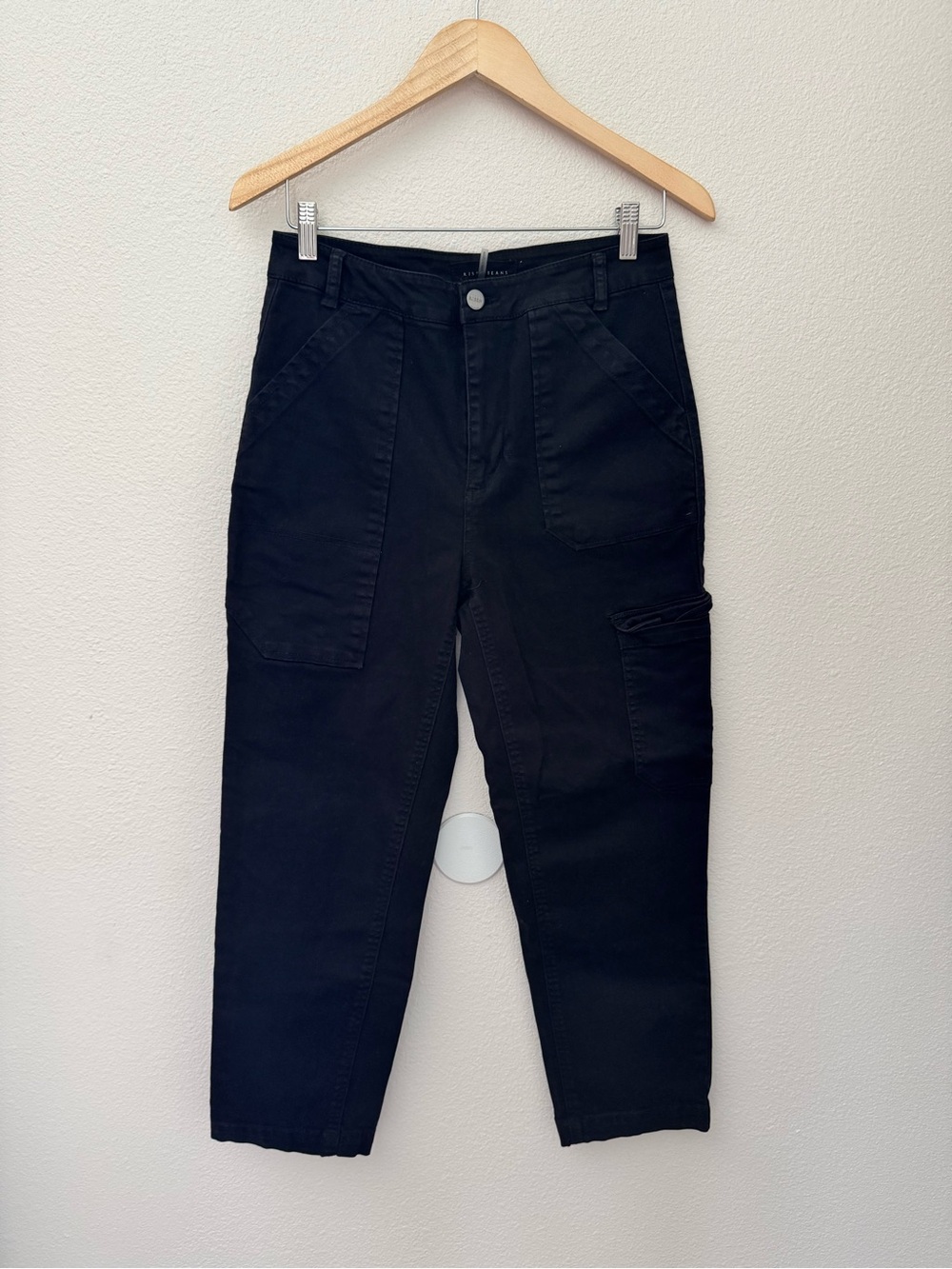 Risen Cropped Black Utility Jeans for Women size 28 waist